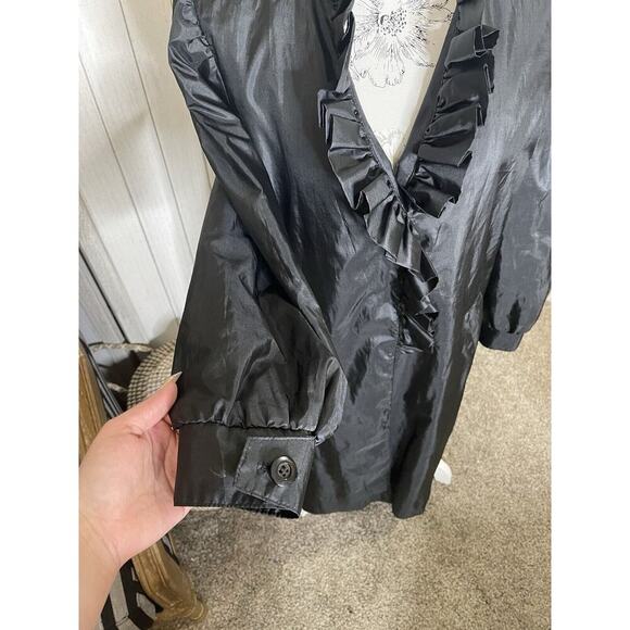 Vintage Marmika by Fitz Womens Ruffle Driving coat Lightweight Made USA Goth - Picture 3 of 8